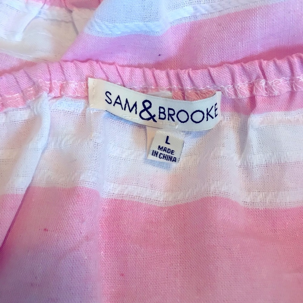 Francesca’s Helene Pink Striped Crop Top Size Large - Picture 6 of 8